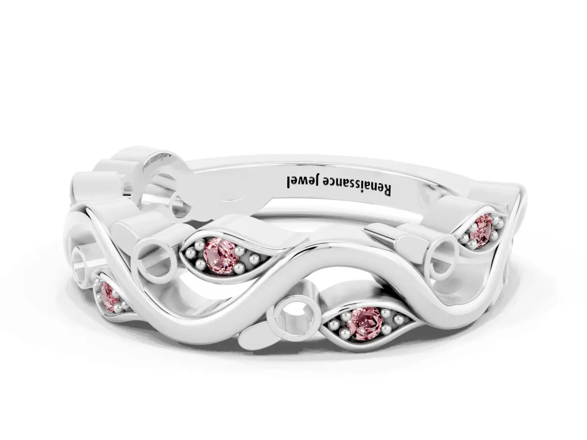 Marquise Morganite Vine Eternity Band with Bezel Setting Platinum