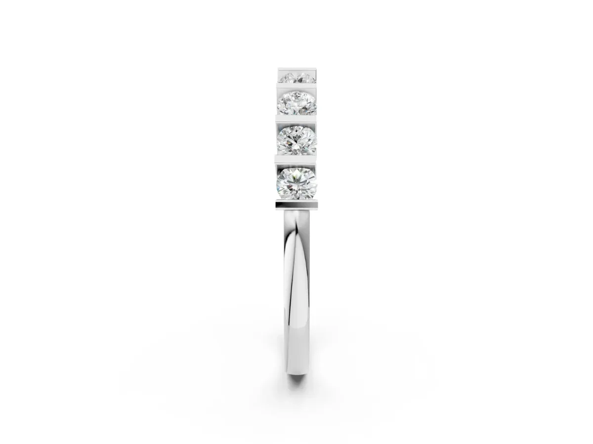Channel Set Round Diamond Half Eternity Band with Bar Prong Setting Platinum