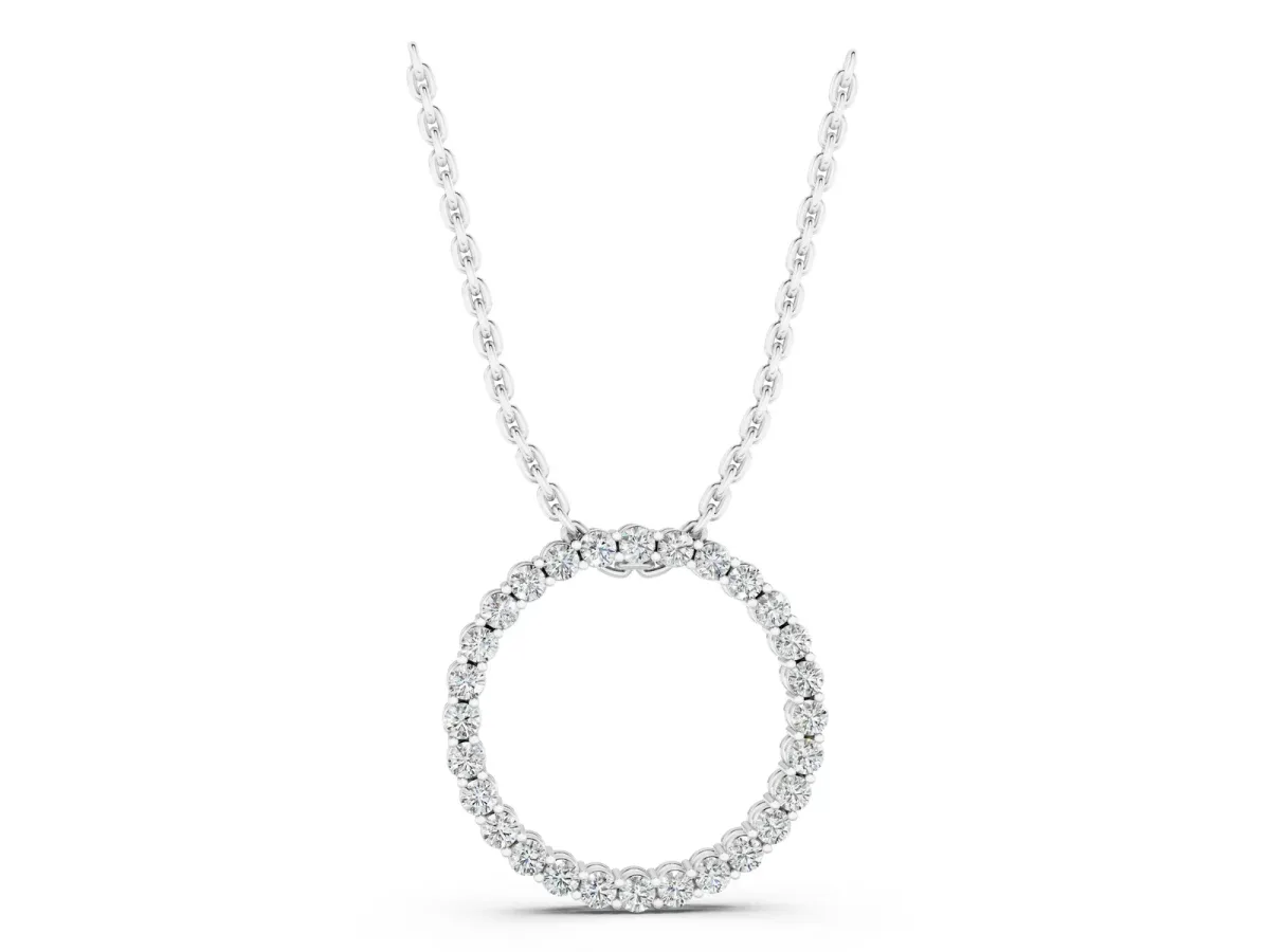 Round Diamond Prong Set Eternity Pendant Silver