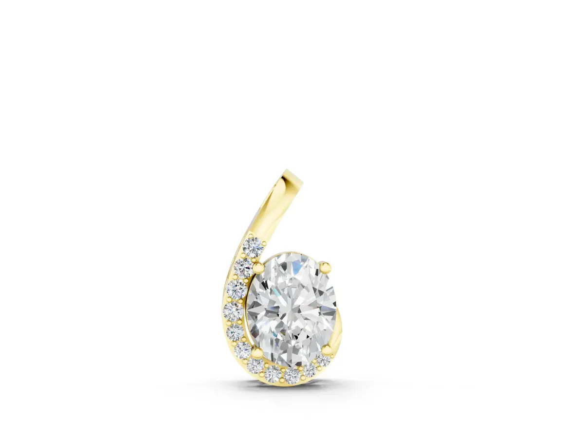 Round Diamond Swirl Pendant with Prong Setting Yellow gold