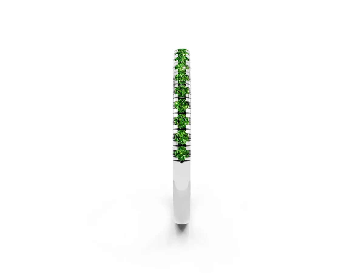 Pavé Round Peridot Half Eternity Band with Shared Prong Setting Silver