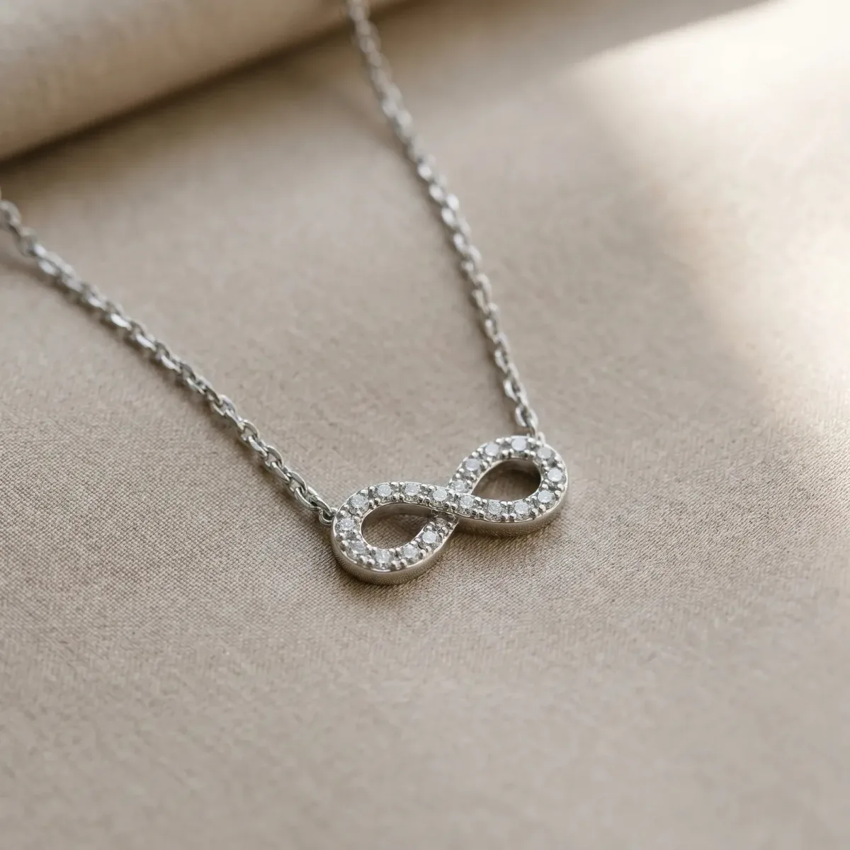Infinity Pendant with Round Diamond Pavé Setting Silver