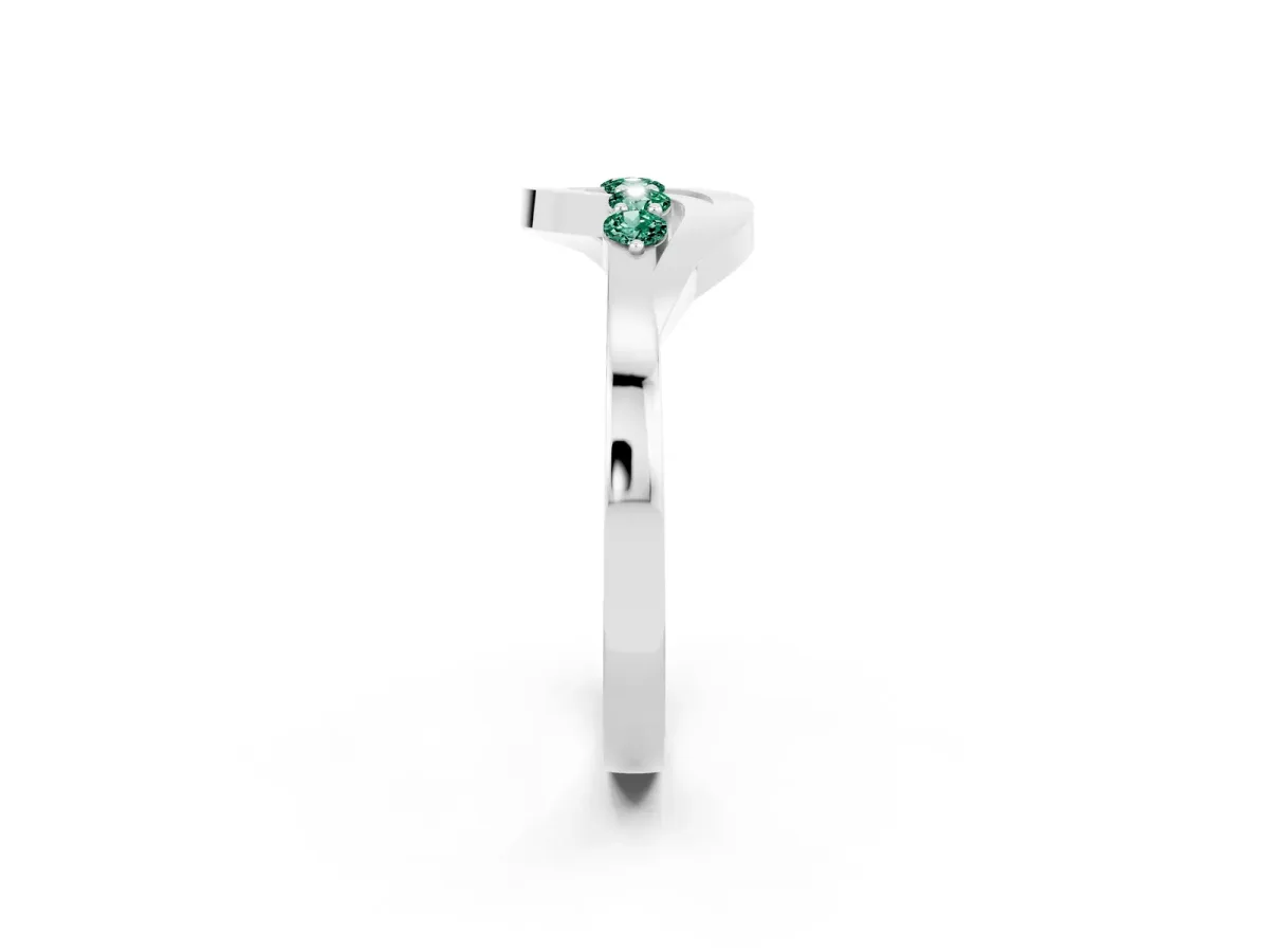 Five-Stone Round Green Sapphire Crossover Band with Prong Setting White gold
