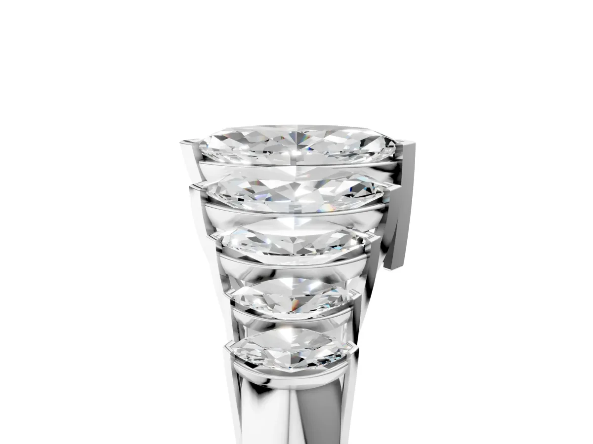 Marquise Diamond Prong Set Curved Band Platinum