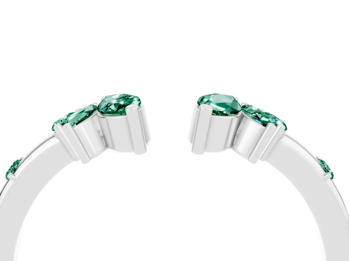 Open Marquise Cluster Green Sapphire Band with Prong Setting White gold