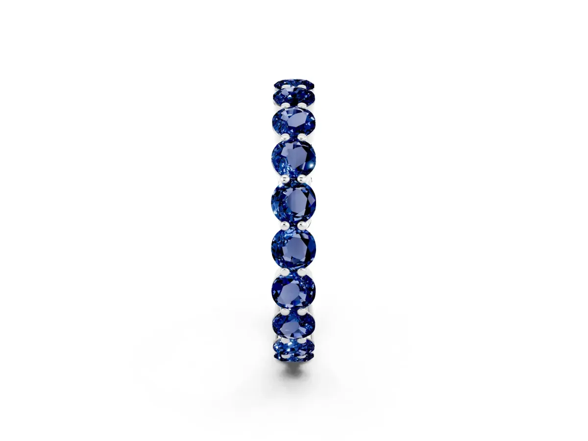 Round Blue Sapphire Eternity Band with U-Prong Setting Platinum