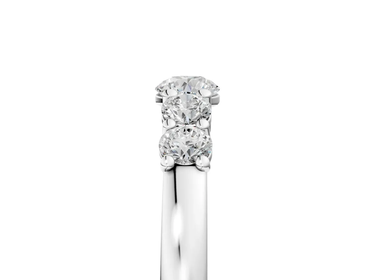 Five-Stone Round Diamond Prong Set Half Eternity Band Silver