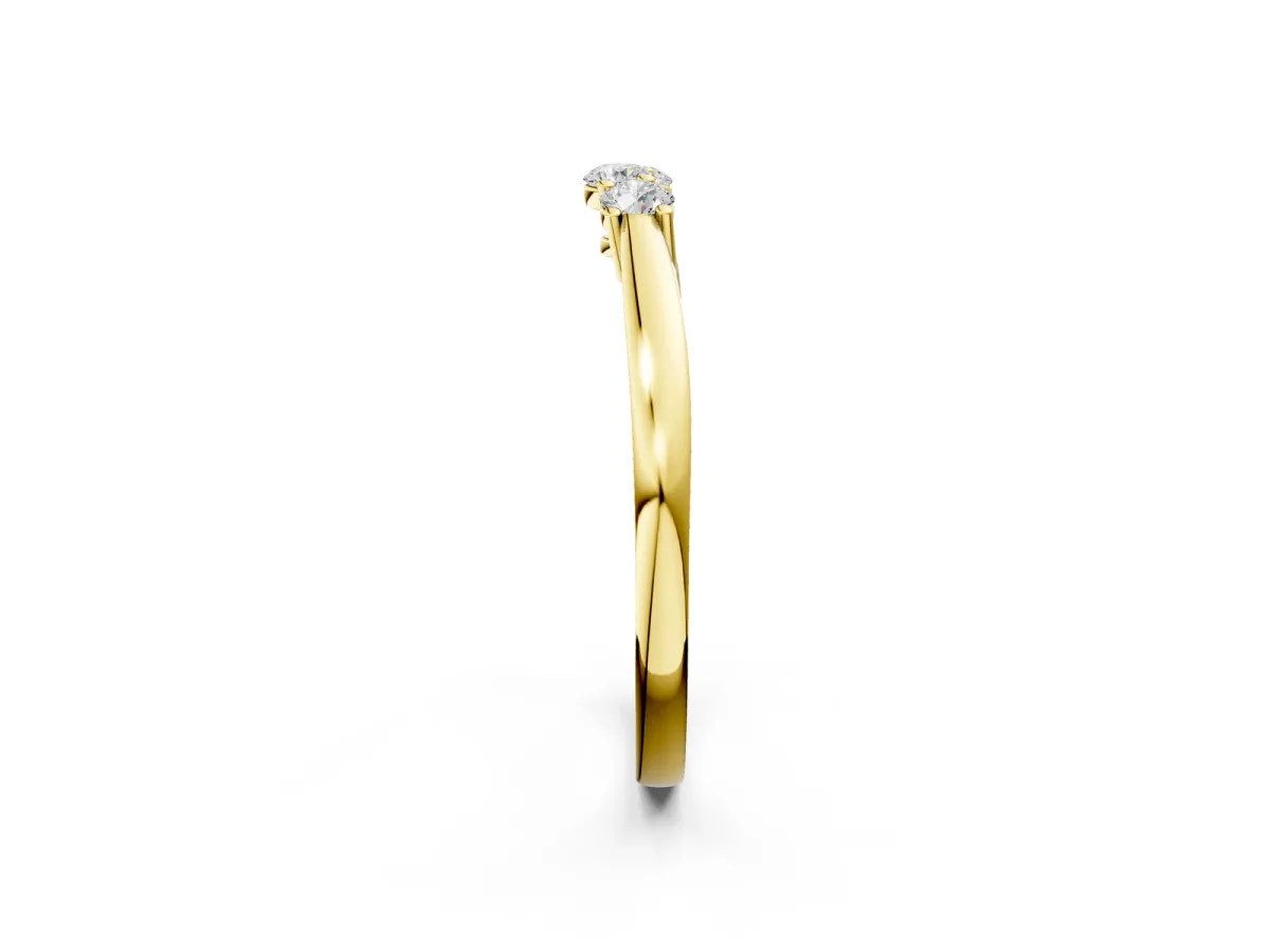 Three-Stone Round Diamond Tension Set Solitaire Band with Prong Setting Yellow gold