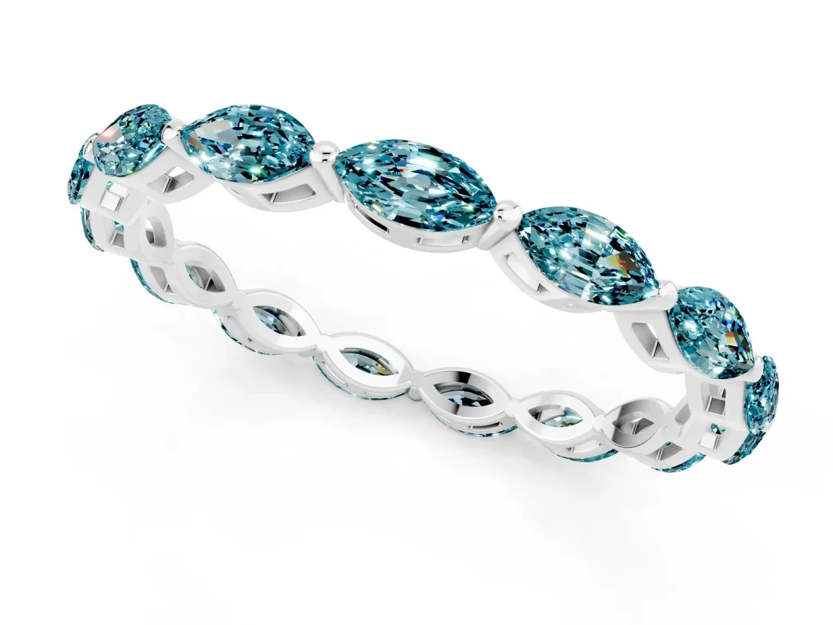 Marquise Blue Topaz Eternity Band with U-Prong Setting Silver