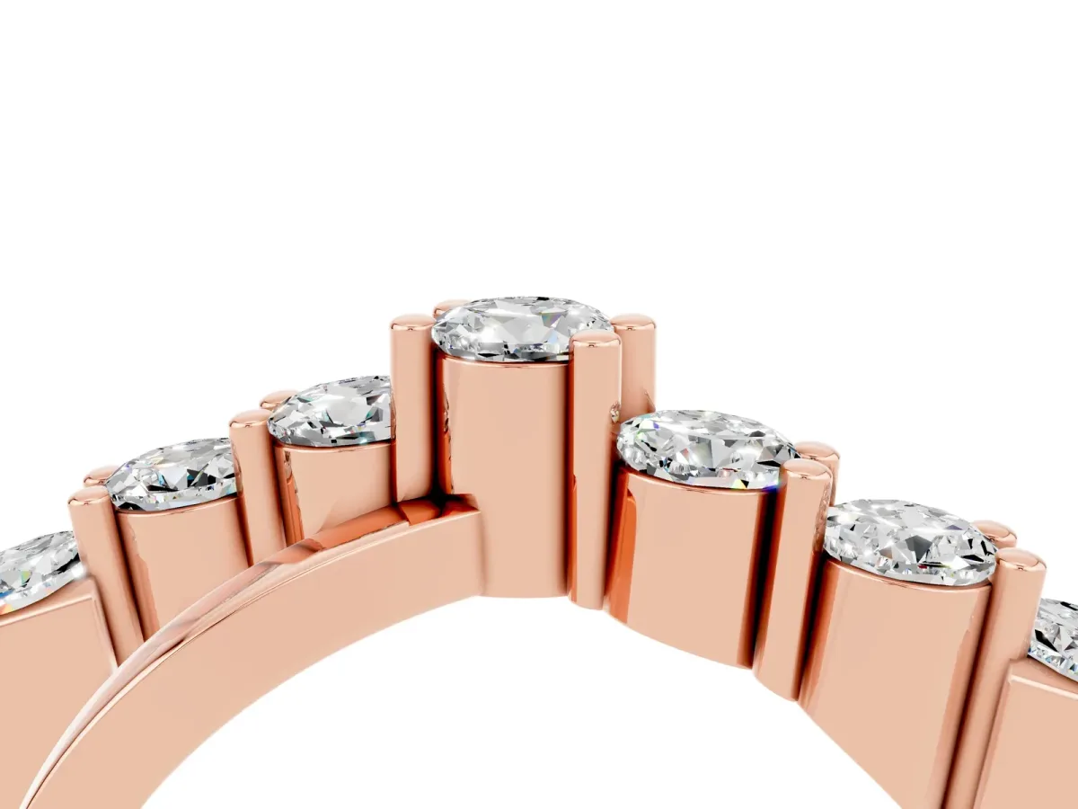 Round Moissanite Prong-Set Crossover Band Rose gold