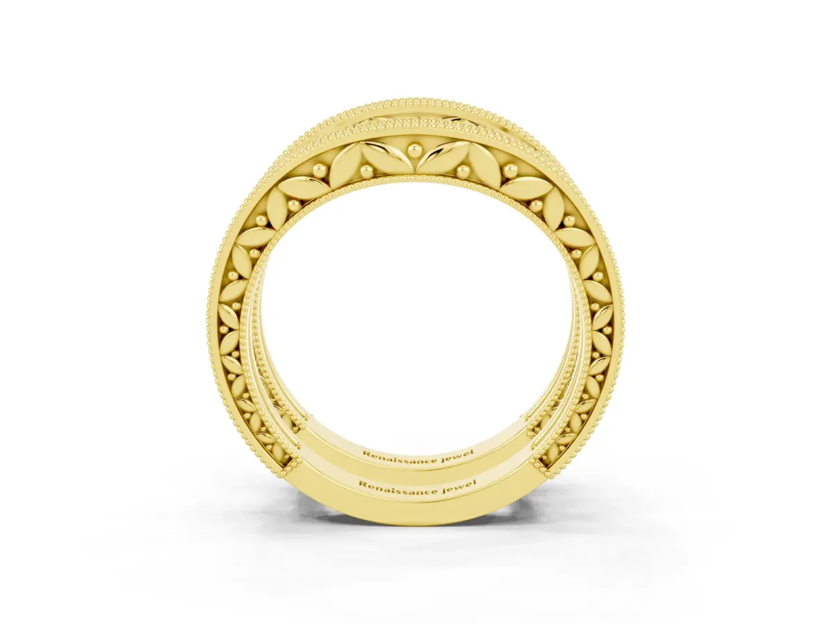 Round Amethyst Milgrain Eternity Band with Channel Setting Yellow gold