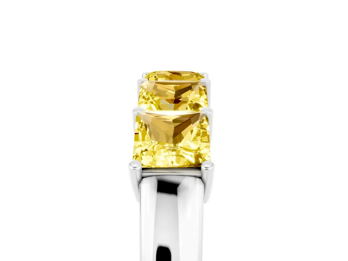Princess Cut Five-Stone Yellow Sapphire Band with Prong Setting Silver