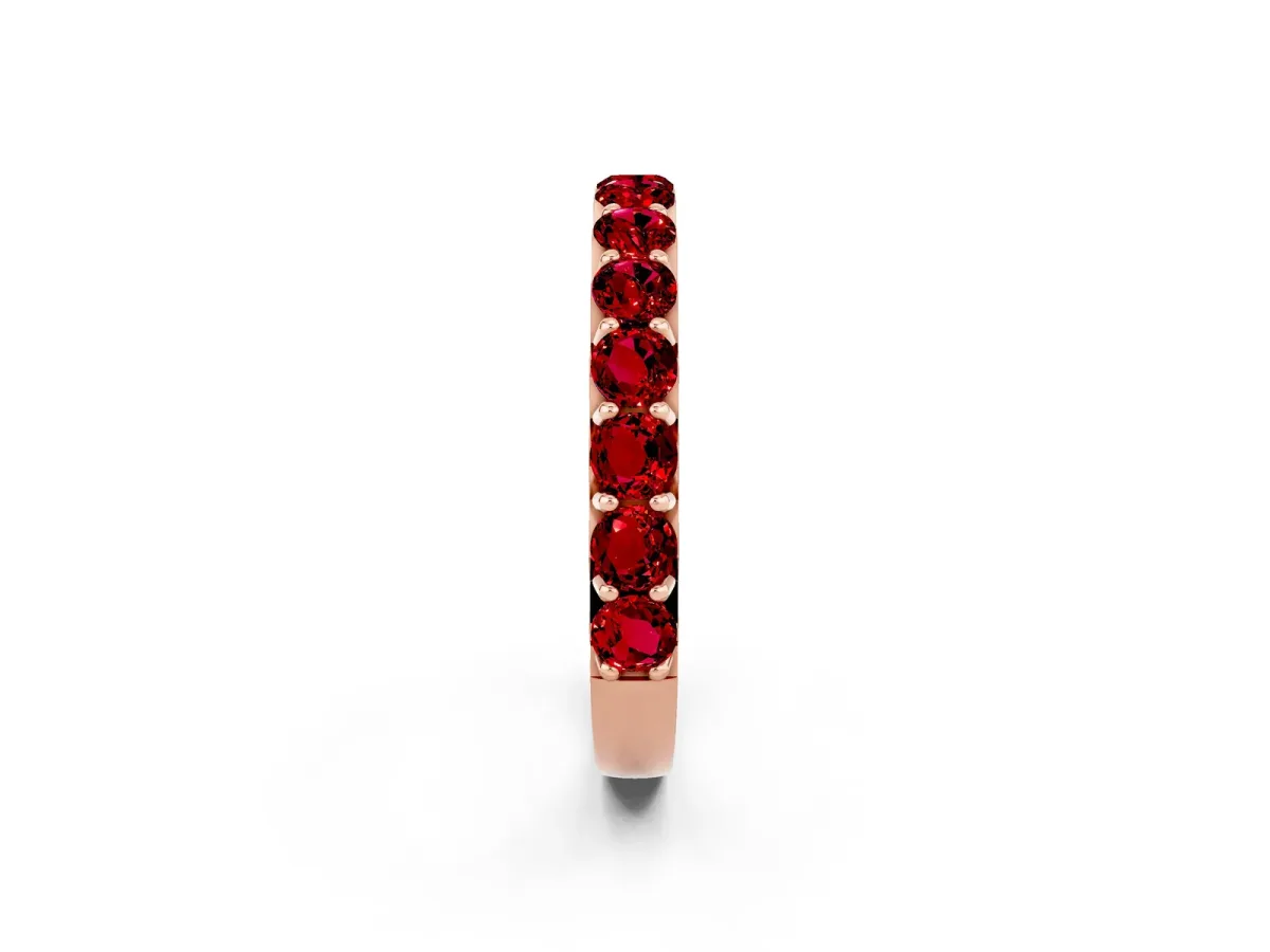 Round Ruby Half Eternity Band with Classic Prong Setting Rose gold
