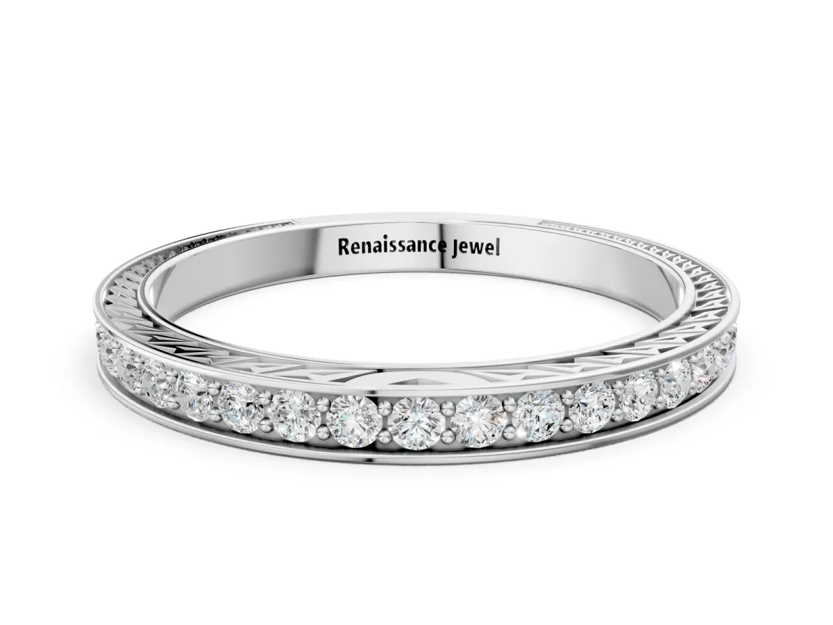 Round Cut Diamond Pavé Eternity Band with Channel Setting Platinum