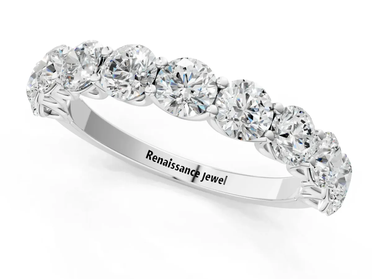 Round Diamond Shared Prong Eternity Band Silver