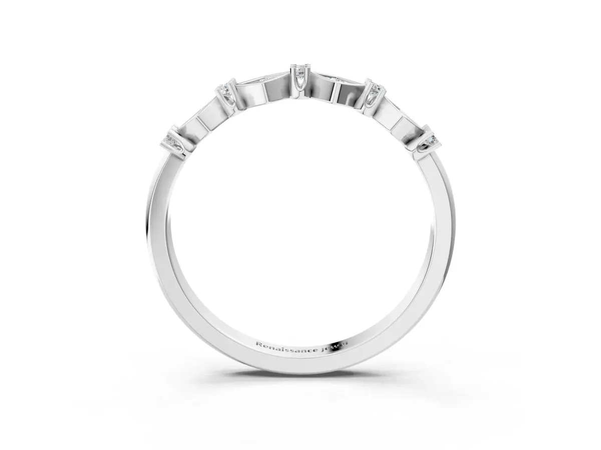 Pavé Cushion Diamond Cluster Eternity Band with Prong Setting Platinum