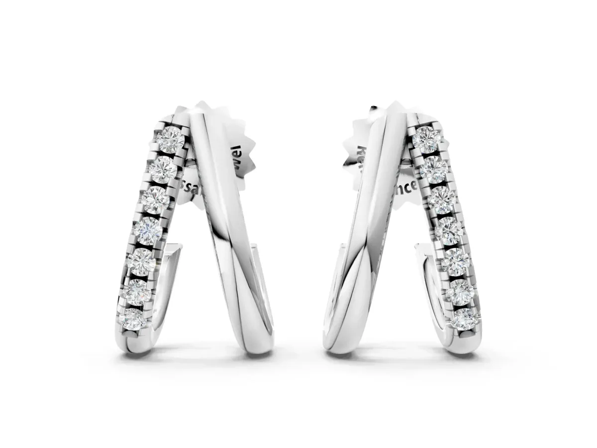 Round Diamond Zuri Huggie Hoop Earrings Platinum
