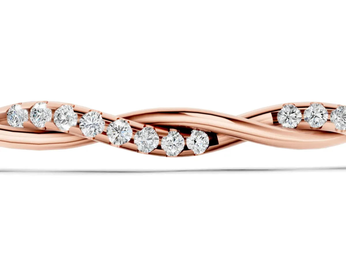 Twisted Diamond Round-Cut Cable Chain Bracelet with Bezel Setting Rose gold