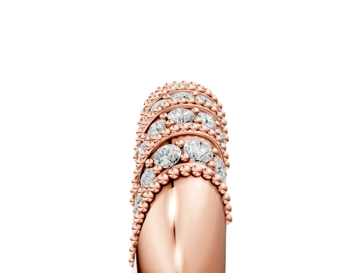 Channel Set Round Diamond Dome Band Rose gold