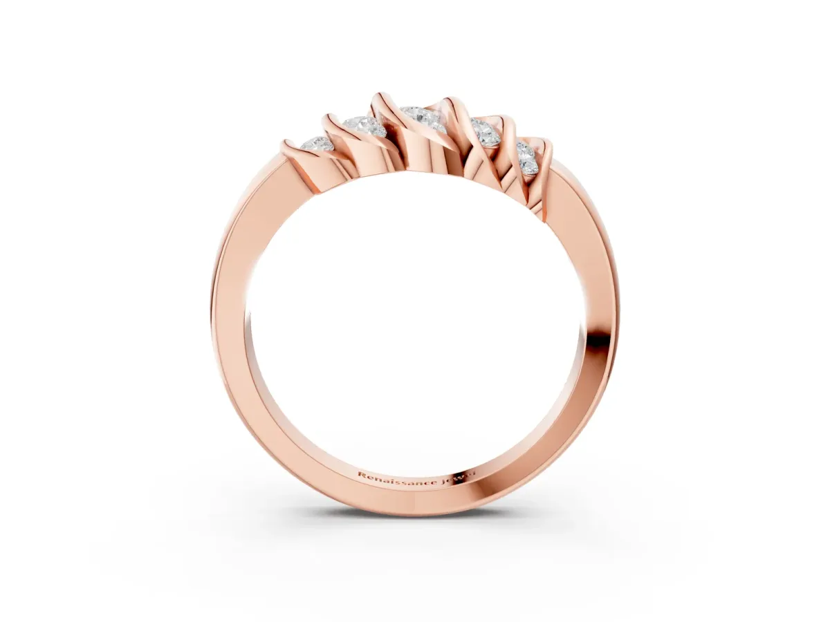 Round Diamond Multi-Row Crossover Band Rose gold