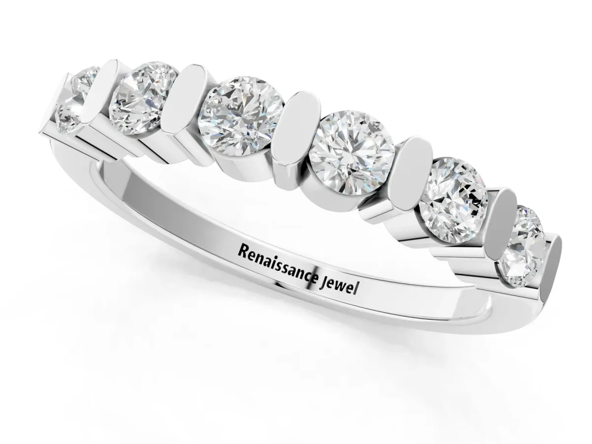 Channel Set Round Diamond Half Eternity Band White gold
