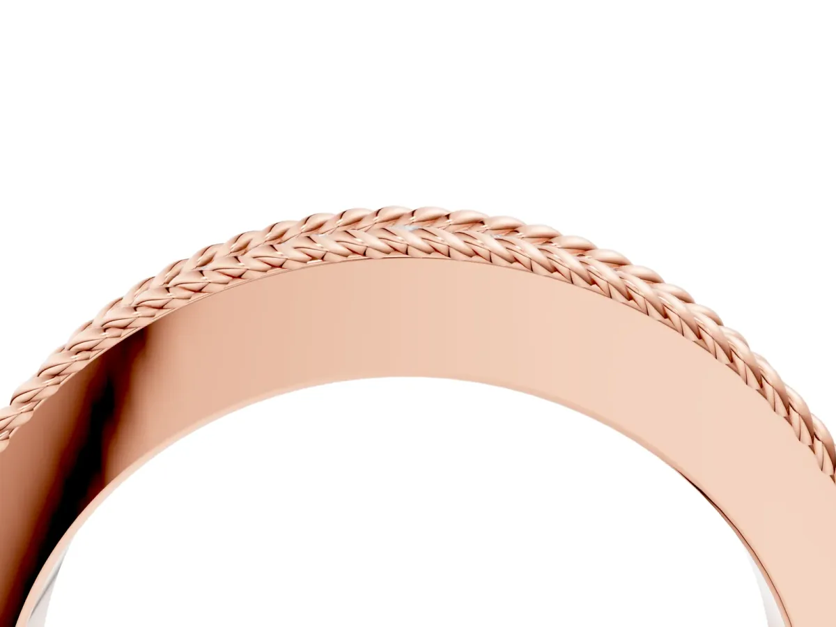 Channel Set Round Diamond Milgrain Edge Band Rose gold