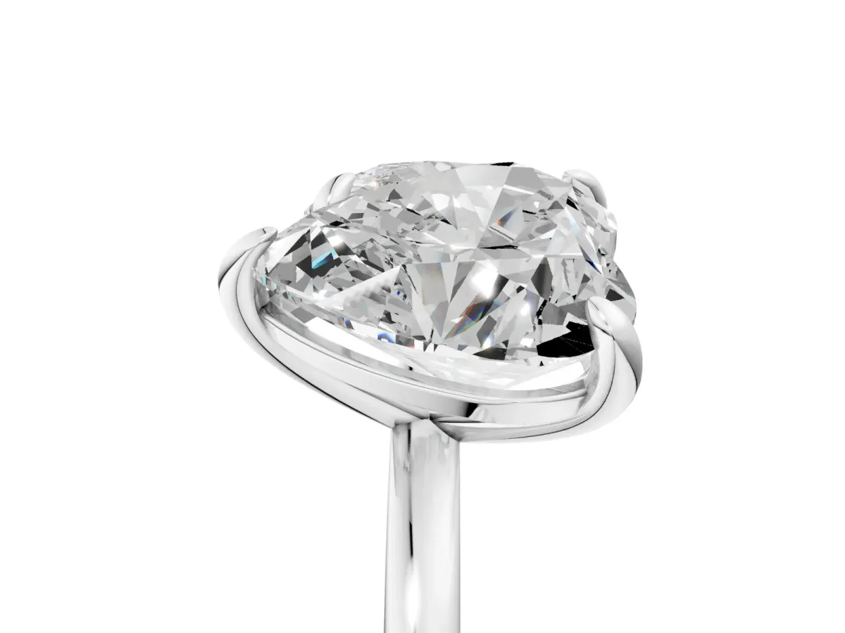 Round and Heart Toi Moi Ring with Prong Setting and Plain Band Silver