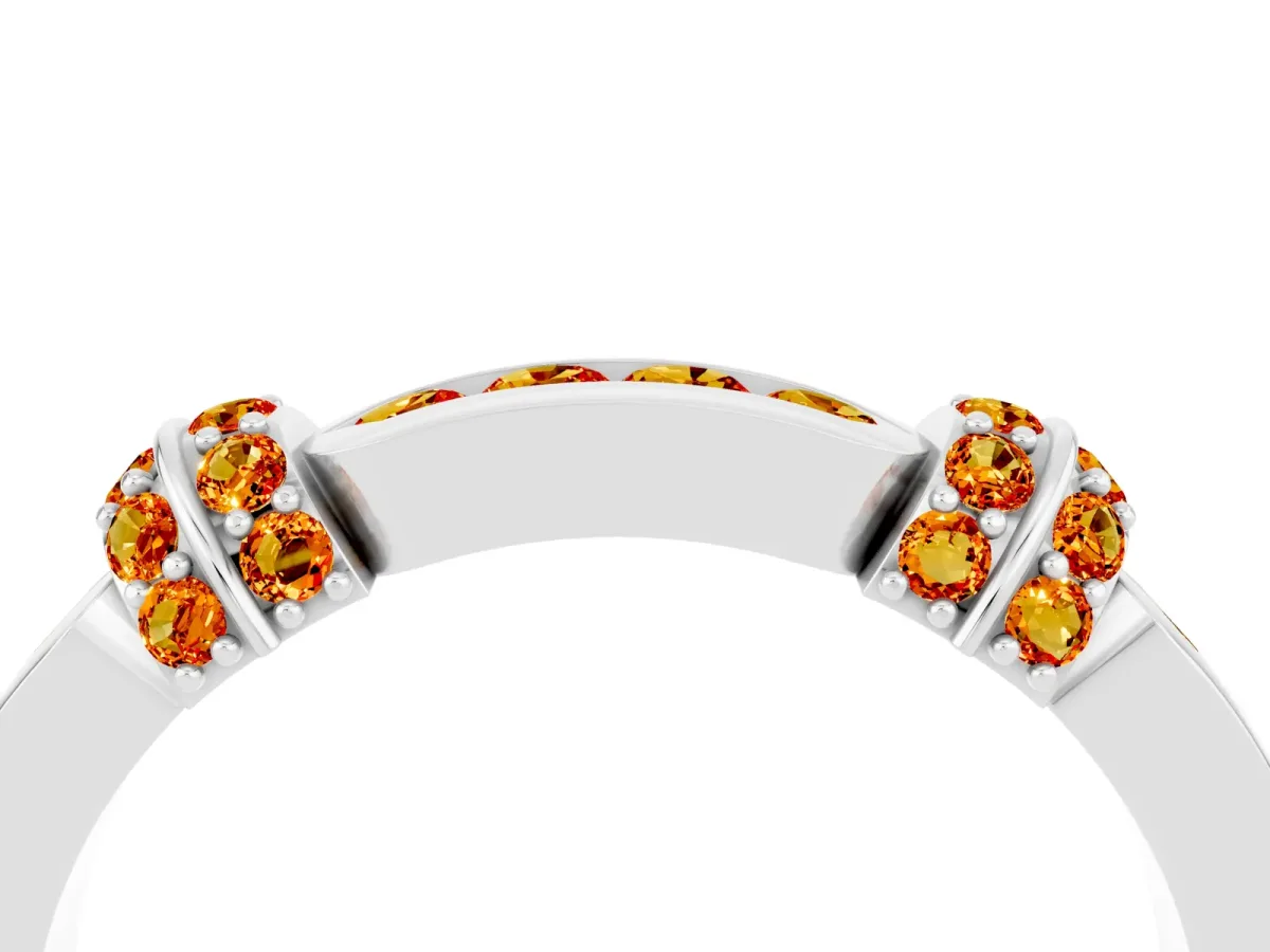 Pavé Round Citrine Link Band with Bezel Setting Silver