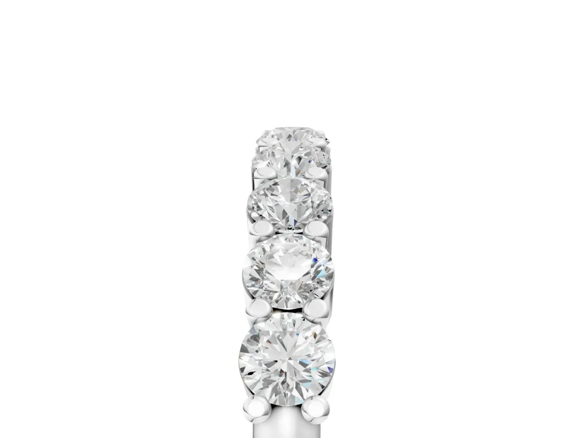 Round Diamond Prong Set Half-Eternity Band Silver