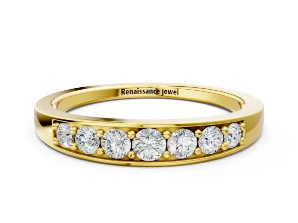 Channel-Set Round Diamond Comfort Fit Band Yellow gold