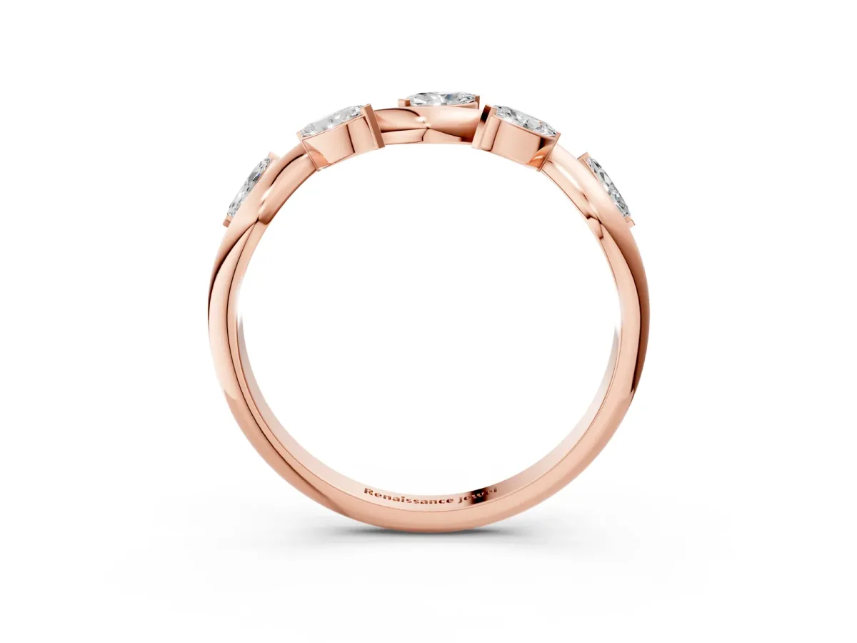 Marquise Diamond Twisted Band with Prong Setting Rose gold