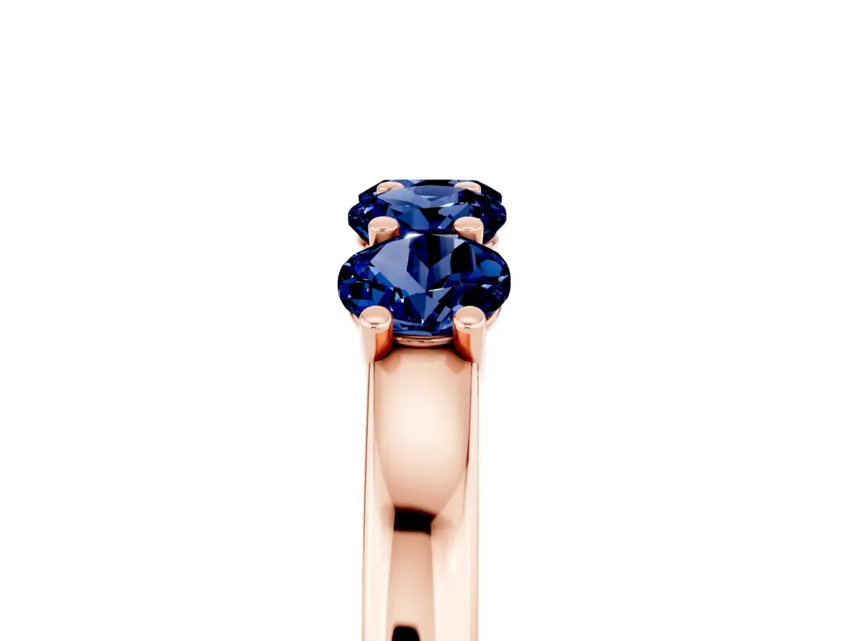 Four-Stone Round Blue Sapphire Prong-Set Band Rose gold