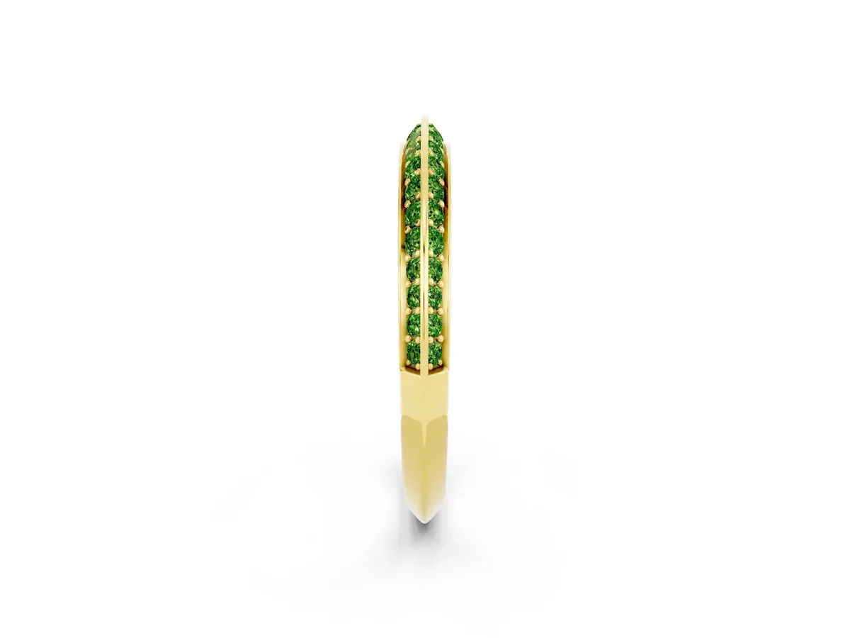 Double Row Pavé Round Peridot Eternity Band with Channel Setting Yellow gold