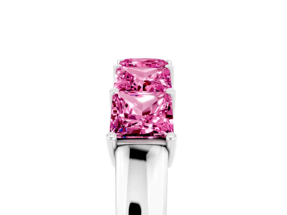Princess Cut Five-Stone Pink Sapphire Band with Prong Setting Platinum