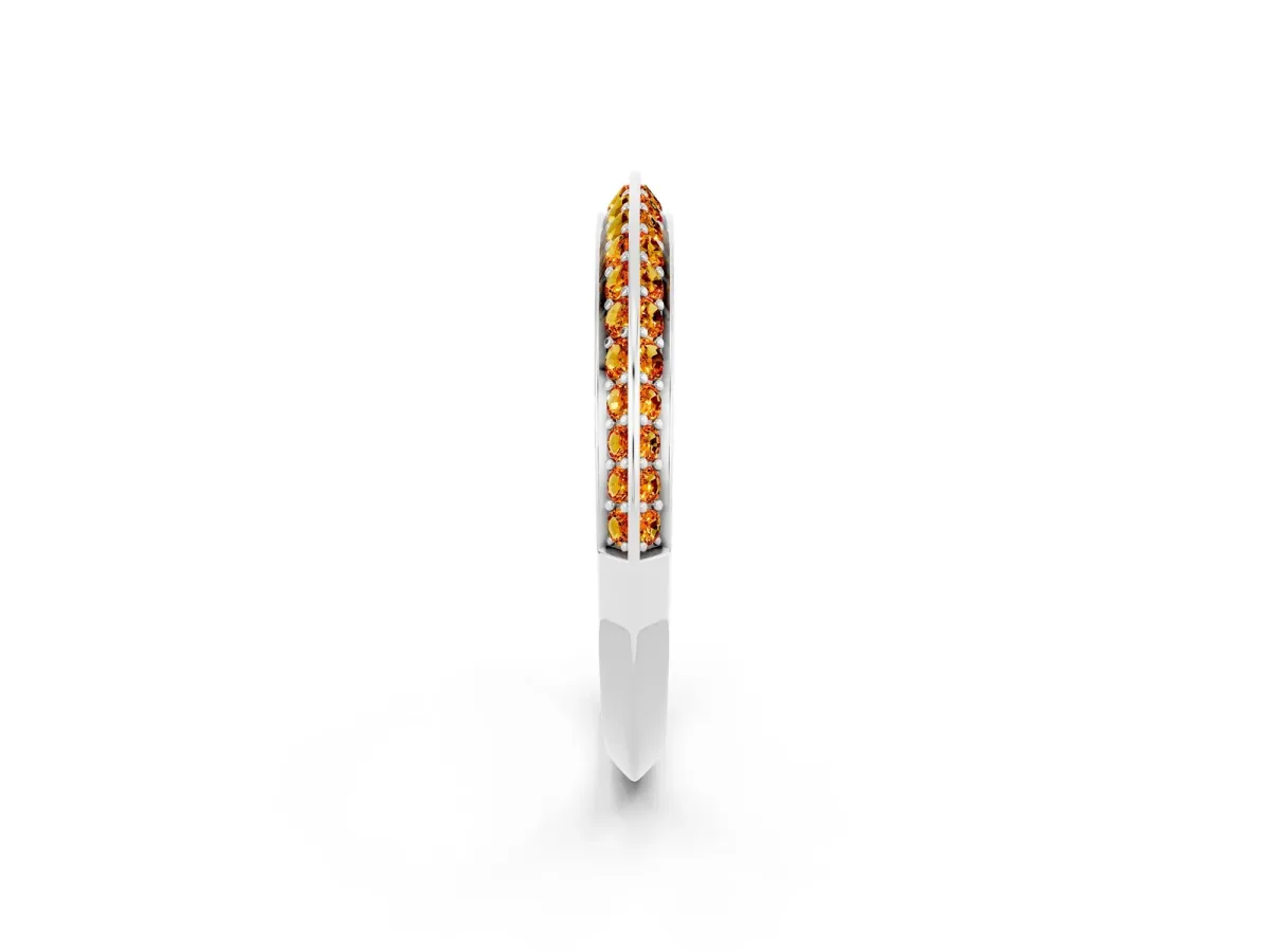 Double Row Pavé Round Citrine Eternity Band with Channel Setting Silver