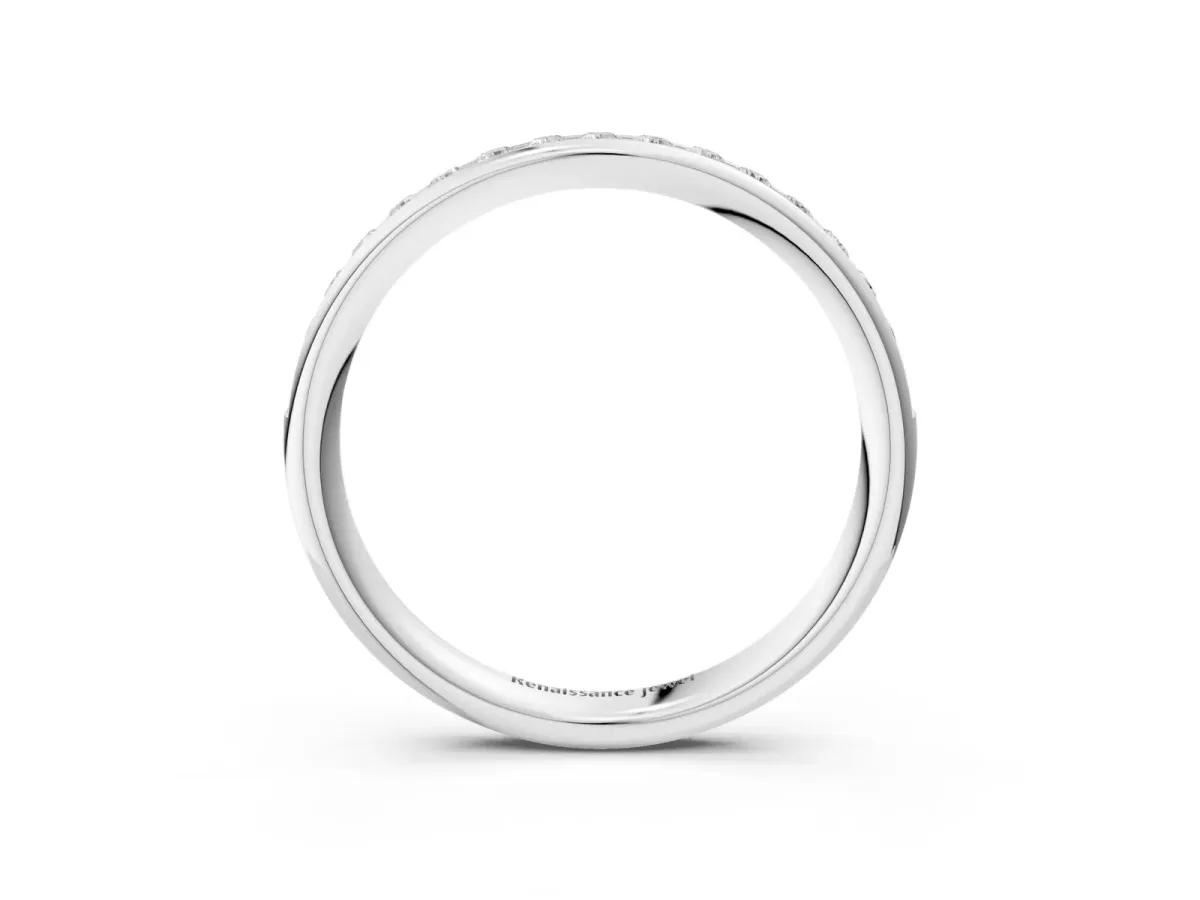 Round Diamond Channel Set Comfort Fit Band White gold