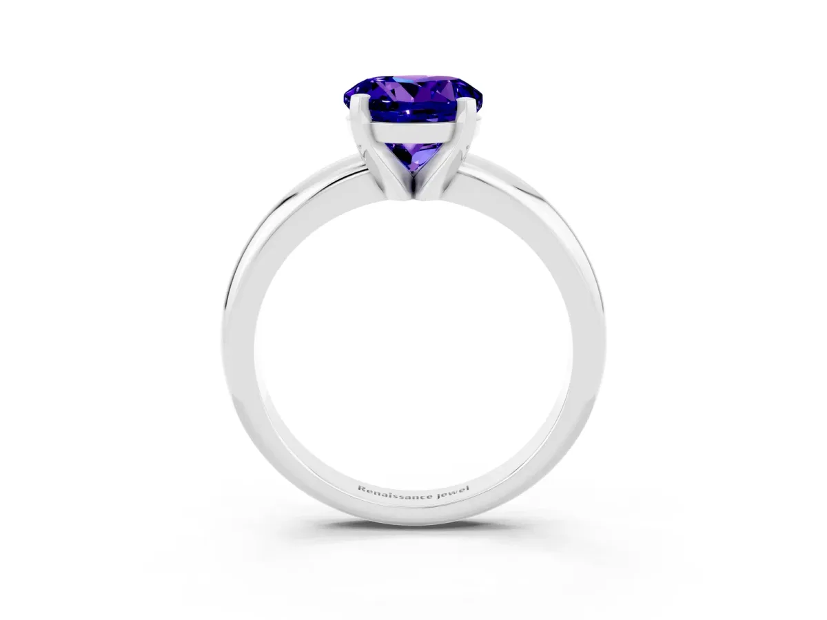 Round Tanzanite Leaf Eternity Band with Bezel Setting Platinum