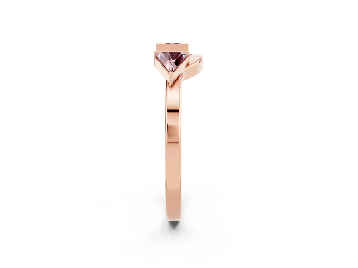 Trillion Morganite Open Band Ring with Bezel Setting Rose gold