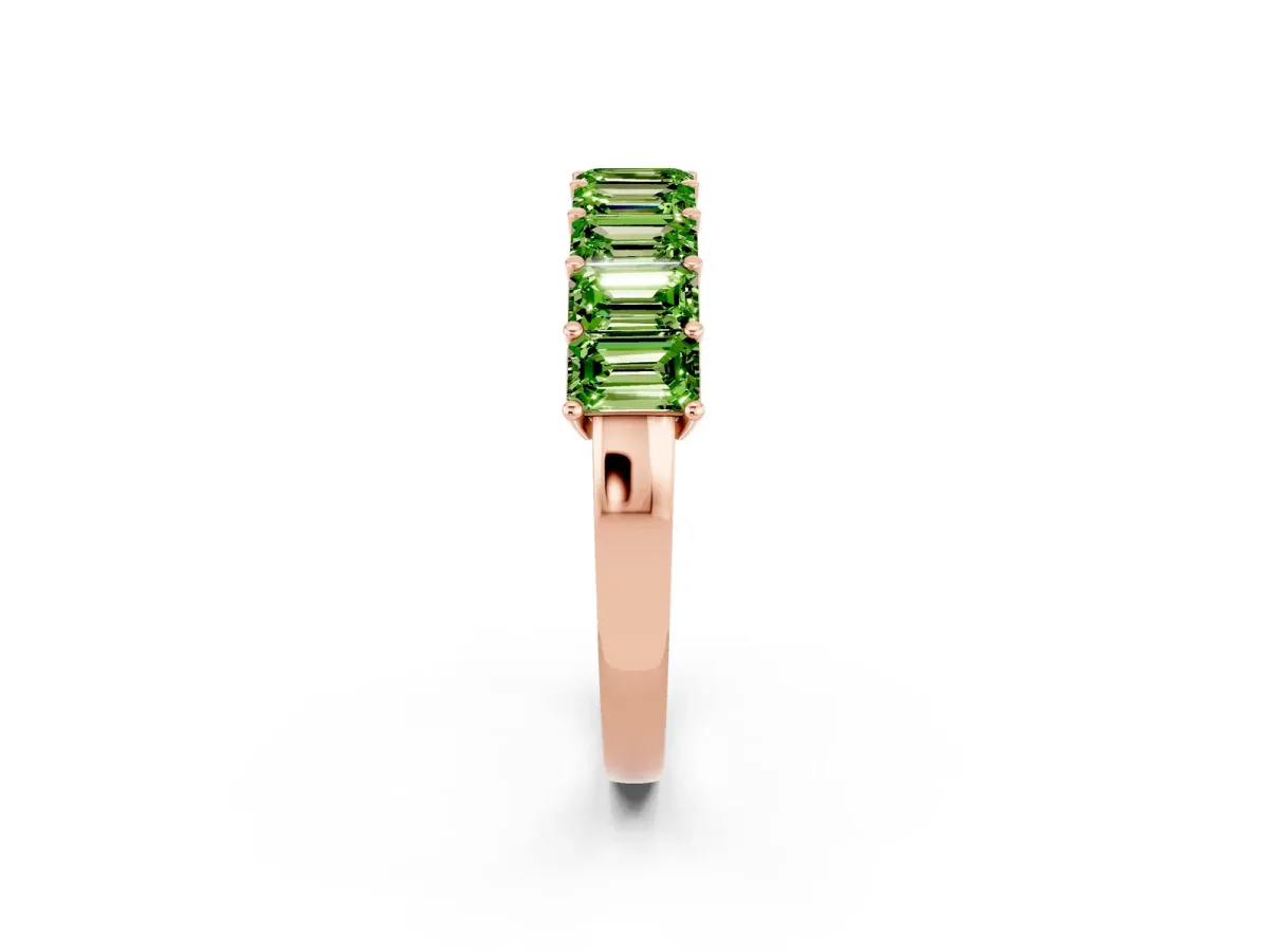Emerald Cut Peridot Prong-Set Eternity Band Rose gold