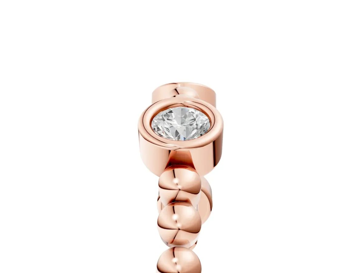 Bezel Set Round Diamond Beaded Band Rose gold