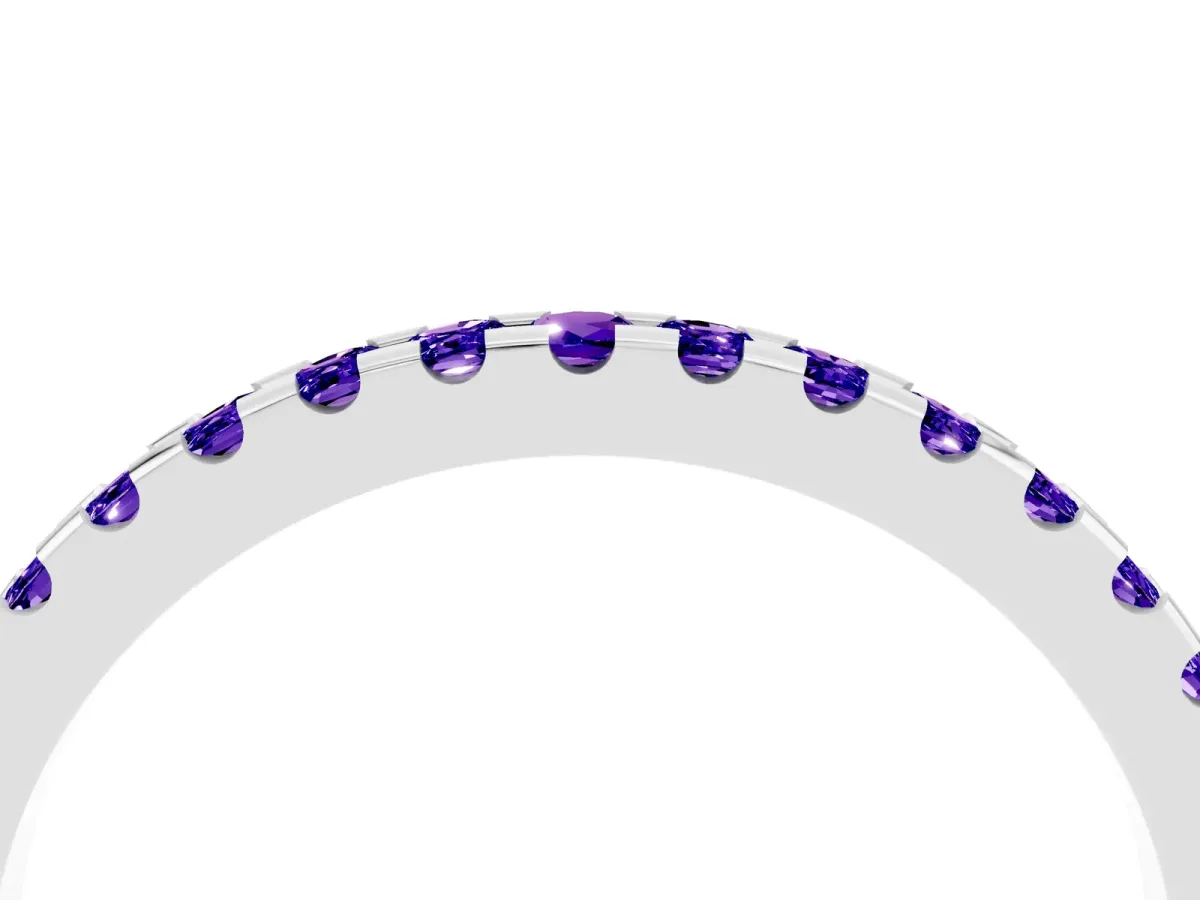 Round Tanzanite Pavé Set Eternity Band with Micro Prong Setting Silver