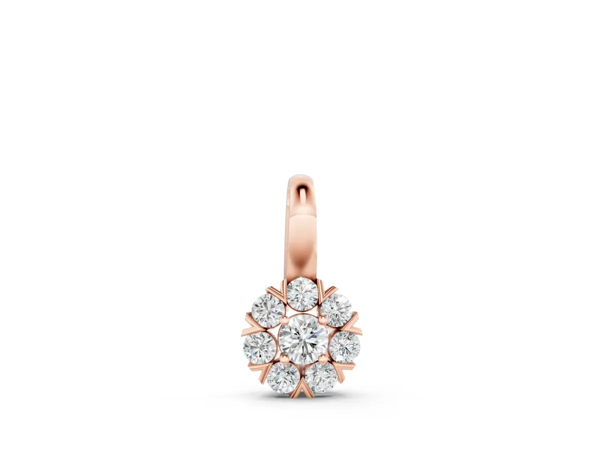 Round Diamond Floral Cluster Pendant with Prong Setting Rose gold