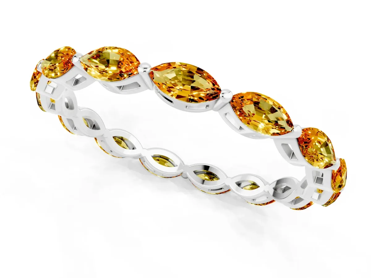 Marquise Citrine Eternity Band with U-Prong Setting Platinum