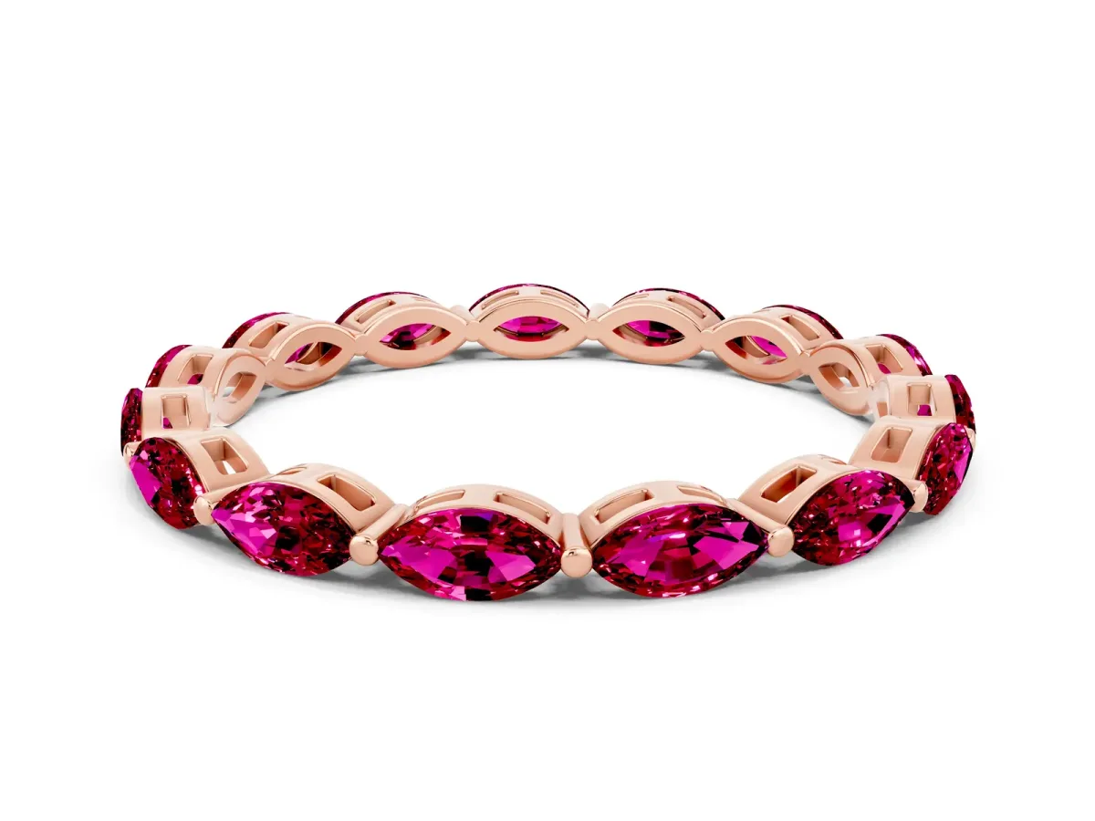 Marquise Garnet Eternity Band with U-Prong Setting Rose gold