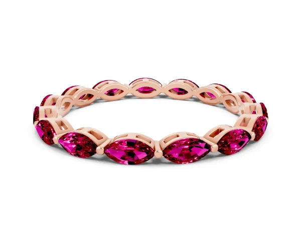 Marquise Garnet Eternity Band with U-Prong Setting Rose gold