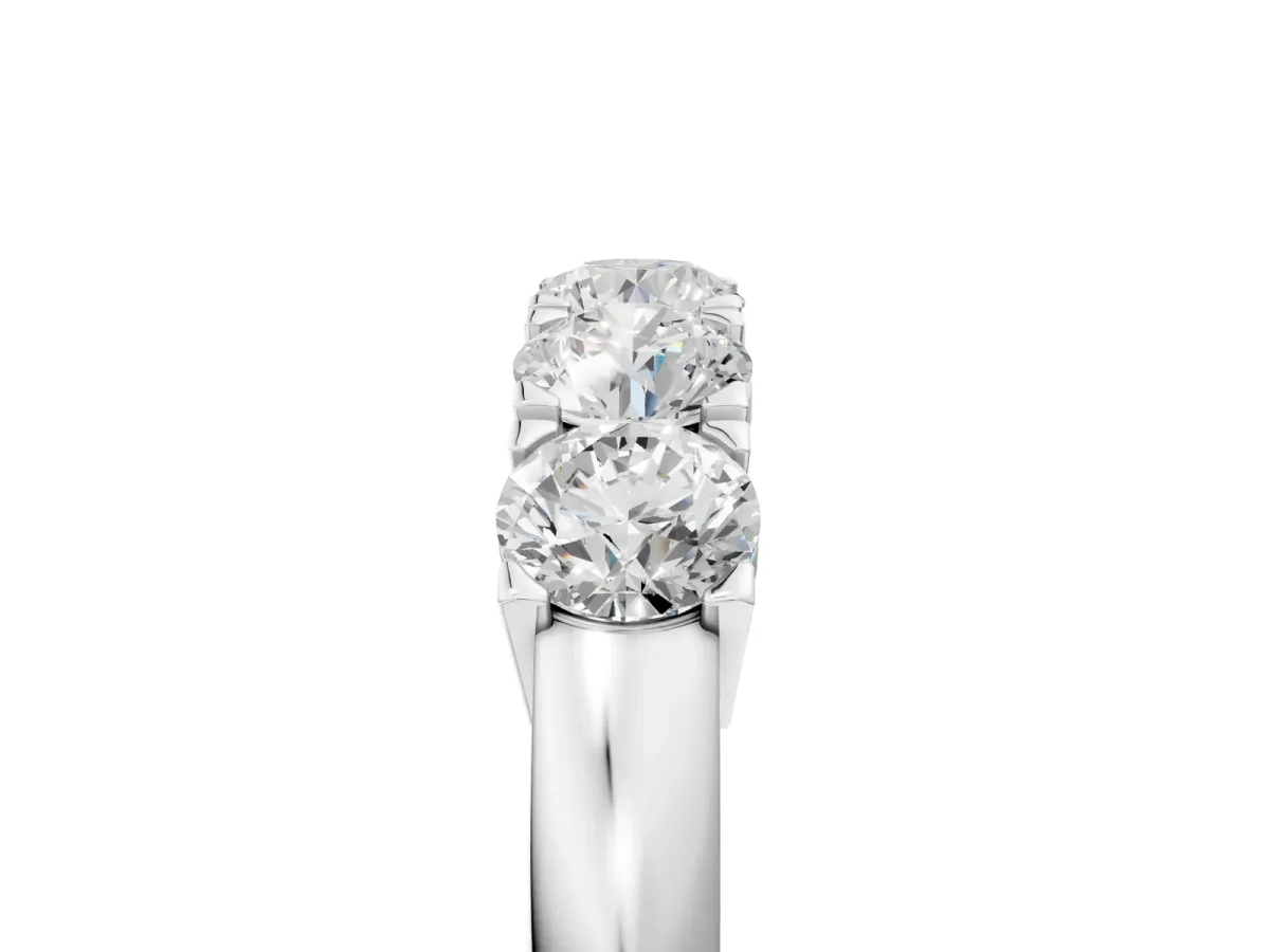 Five-Stone Round Diamond Prong Set White Gold Band Platinum