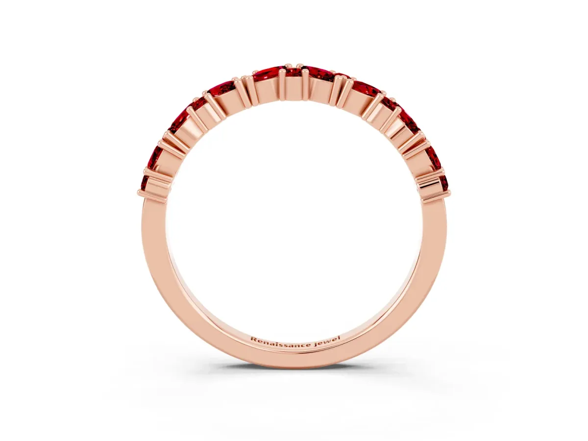 Marquise and Round Ruby Vine Eternity Band with Prong Setting Rose gold
