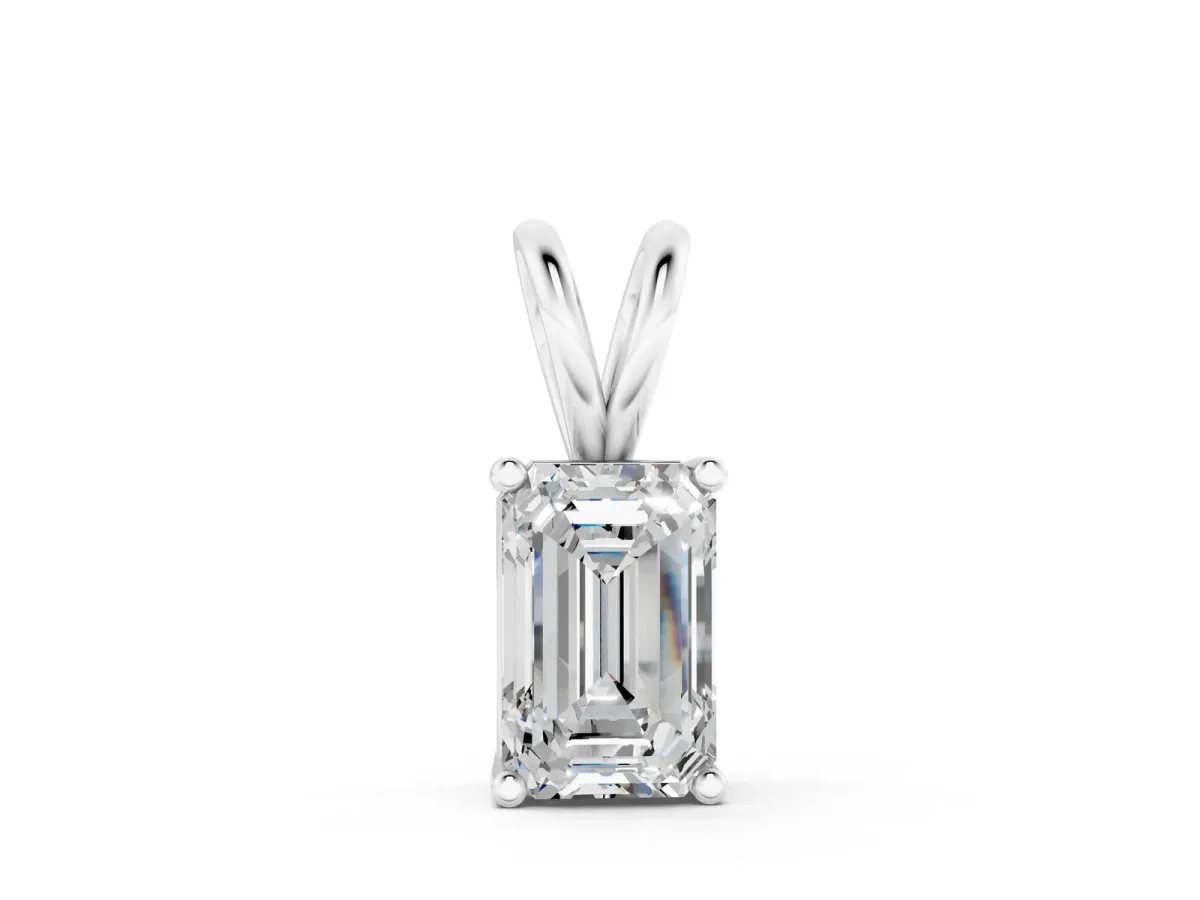 Emerald Cut Solitaire Pendant with Four-Prong Setting Silver