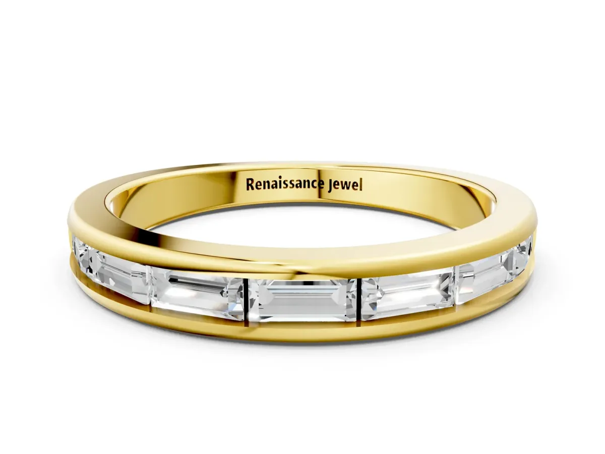 Channel-Set Baguette Diamond Eternity Band Yellow gold