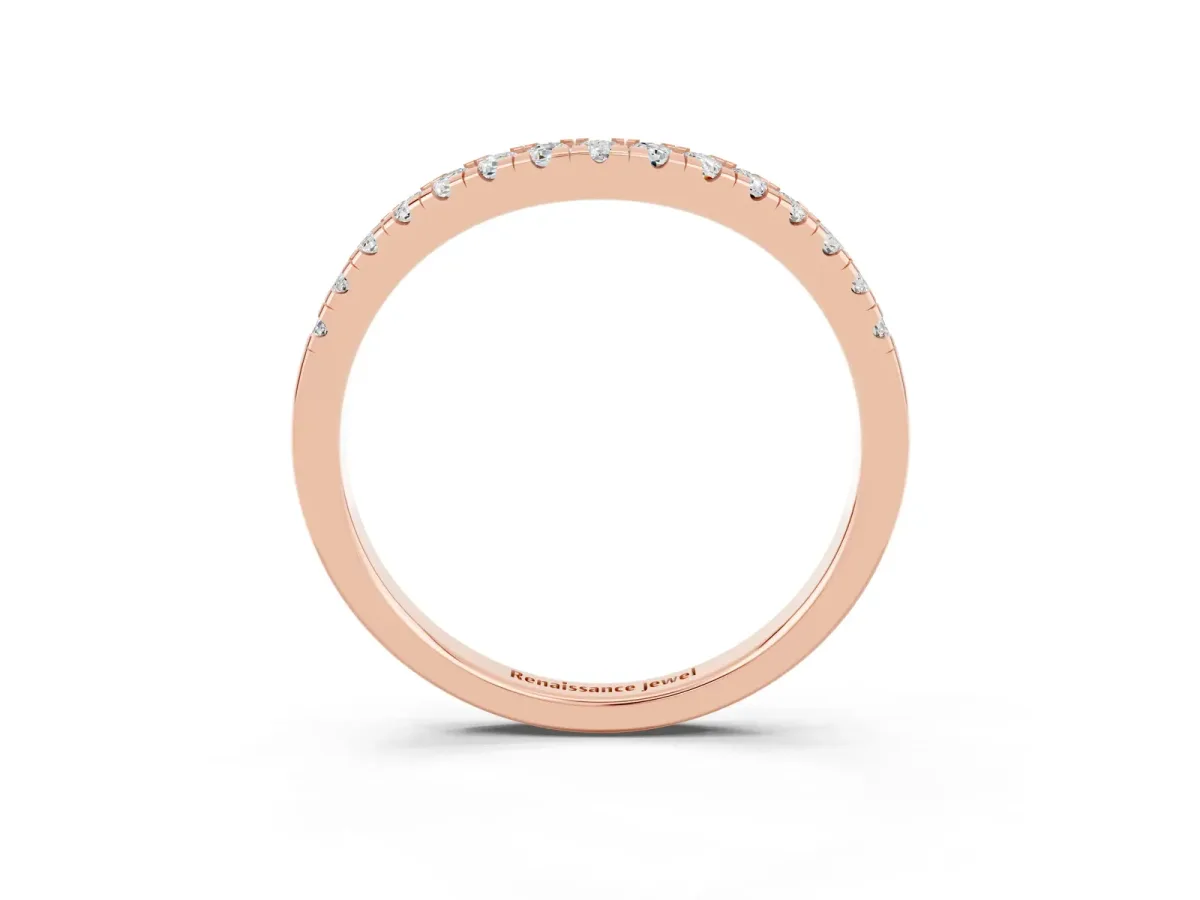 Moissanite Pavé Curved Wedding Band Rose gold